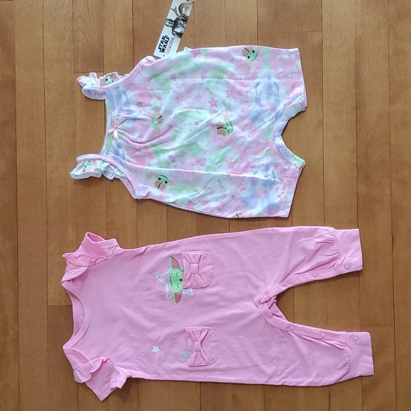 Baby Girl Star Wars The Mandalorian Baby Yoda Outfit Set Romper Size 3 6 mo NWT - Picture 1 of 2